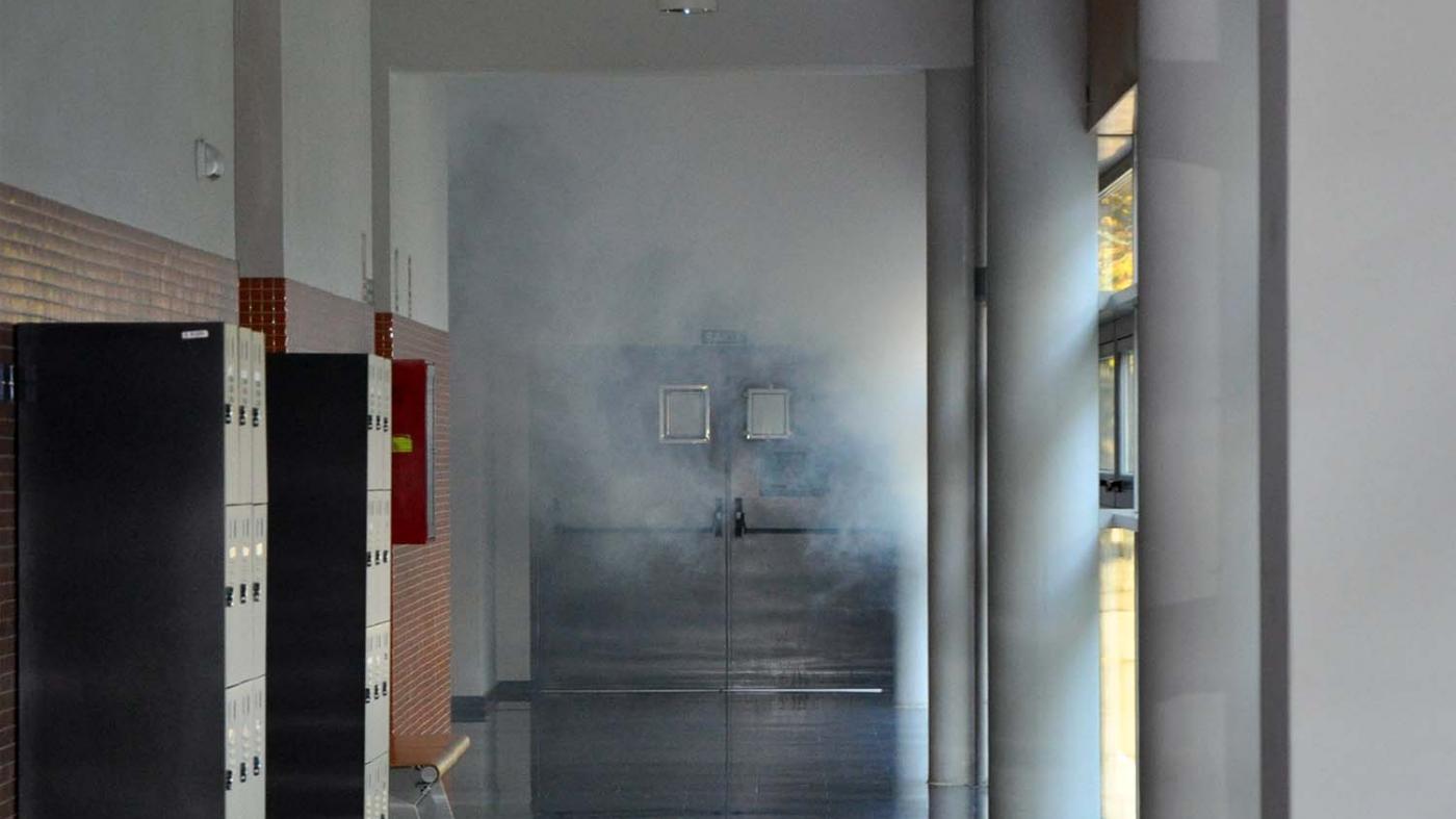 Simulacro de incendio no Edificio de Ciencias Experimentais