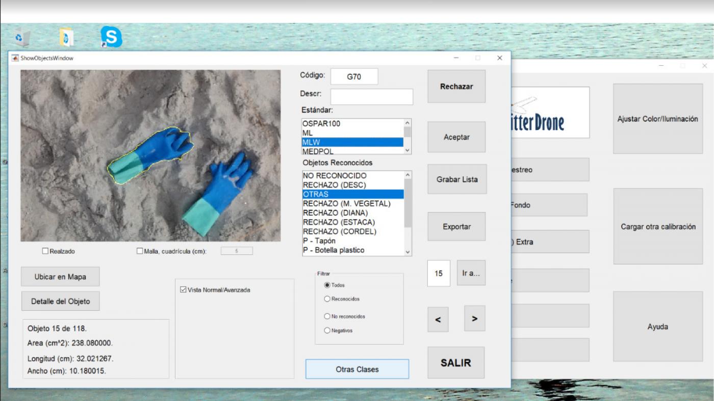 O proxecto LitterDrone culmina o sistema de procesamento das imaxes para atopar e clasificar o lixo mariño