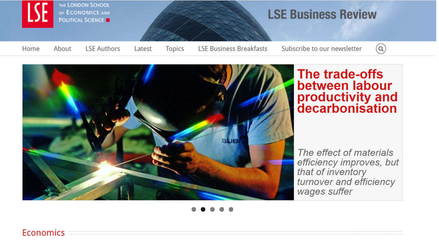 O artigo dos investigadores de Ecobas na cabeceira do blog da LSE 