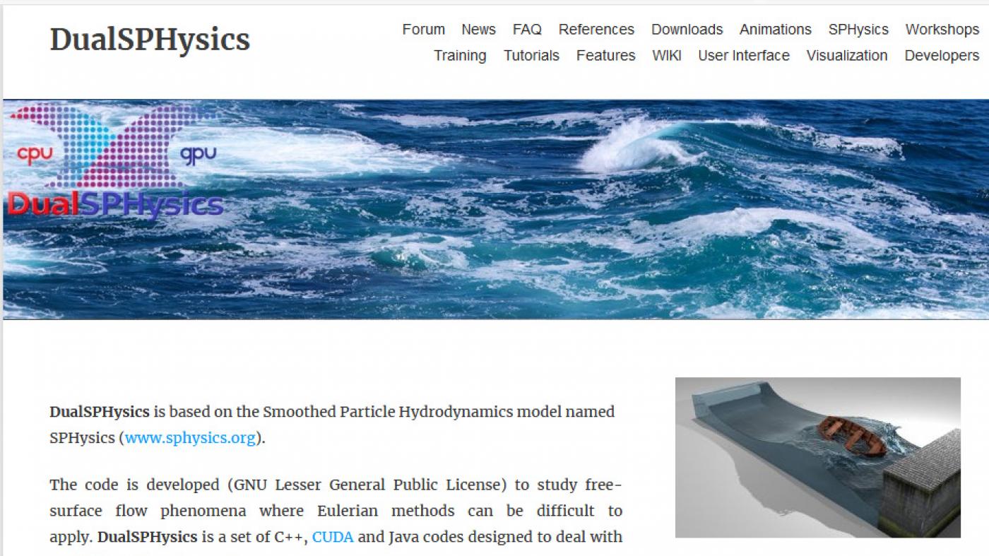DualSPHysics amosa o seu potencial para a simulación computacional de captadores de enerxía mariña