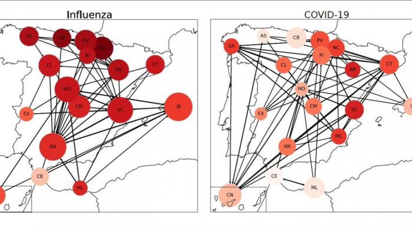 Investigadores de USC e UVigo evidencian como a Covid-19 desenvolve unha dinámica de expansión xeográfica máis dispersa e heteroxénea que a gripe