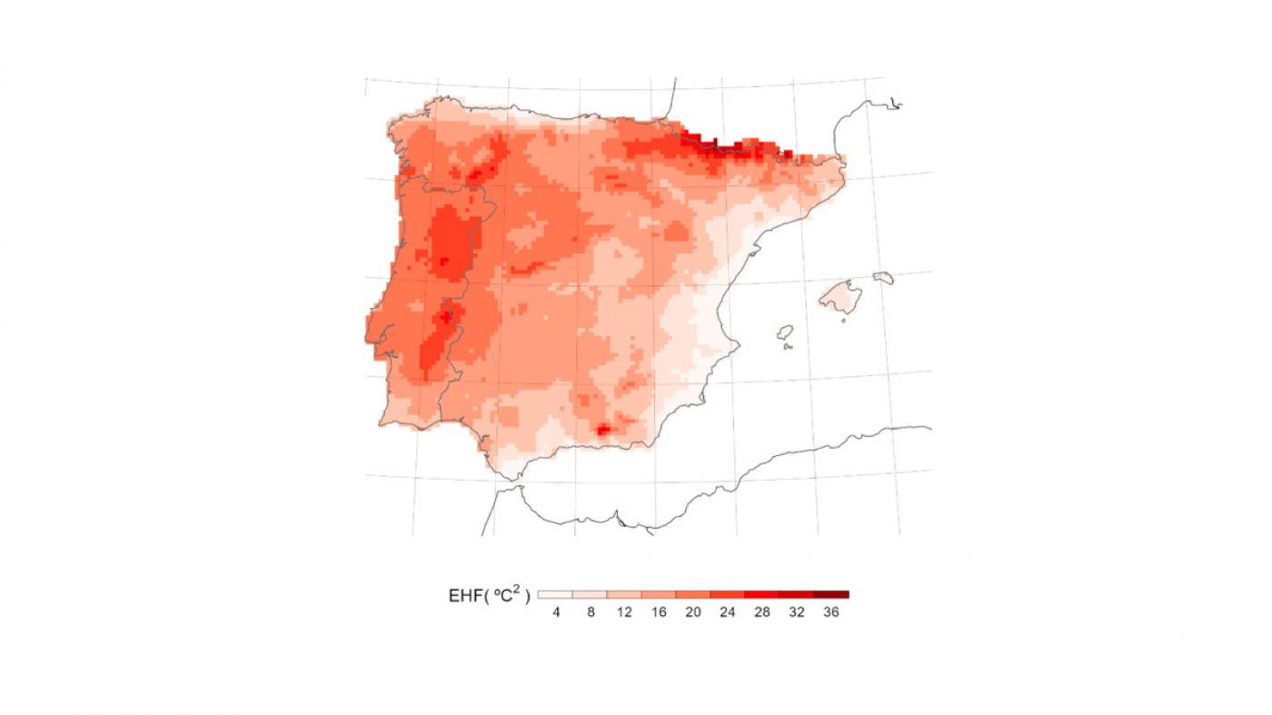 A extensión media das vagas de calor na península ibérica e Baleares aumentou un 4% por década dende 1950 