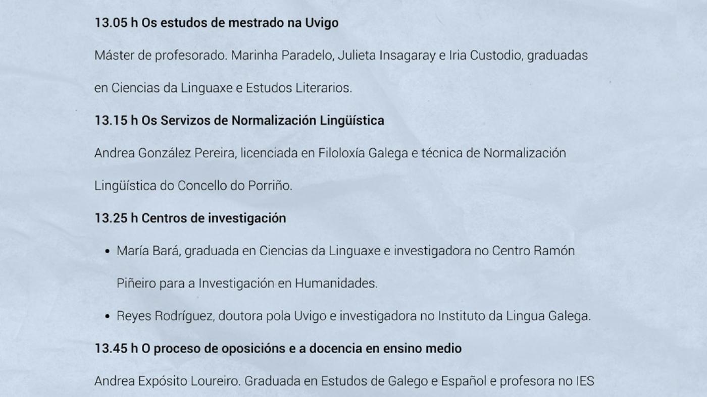 Xeira informativa sobre as saídas laborais dos estudos de galego