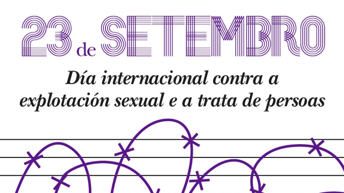 Cartel do día contra a trata e explicación sexual