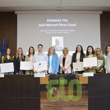 Os Premios José Manuel Pérez Canal 2023 distinguen cinco traballos fin de grao da Facultade de Ciencias Empresariais e Turismo 