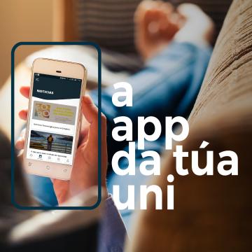 Imaxe da pantalla dun móbil coa app da universidade